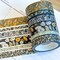 Black & Brown Floral Retro Summer Flowers Washi Tape Set - W088